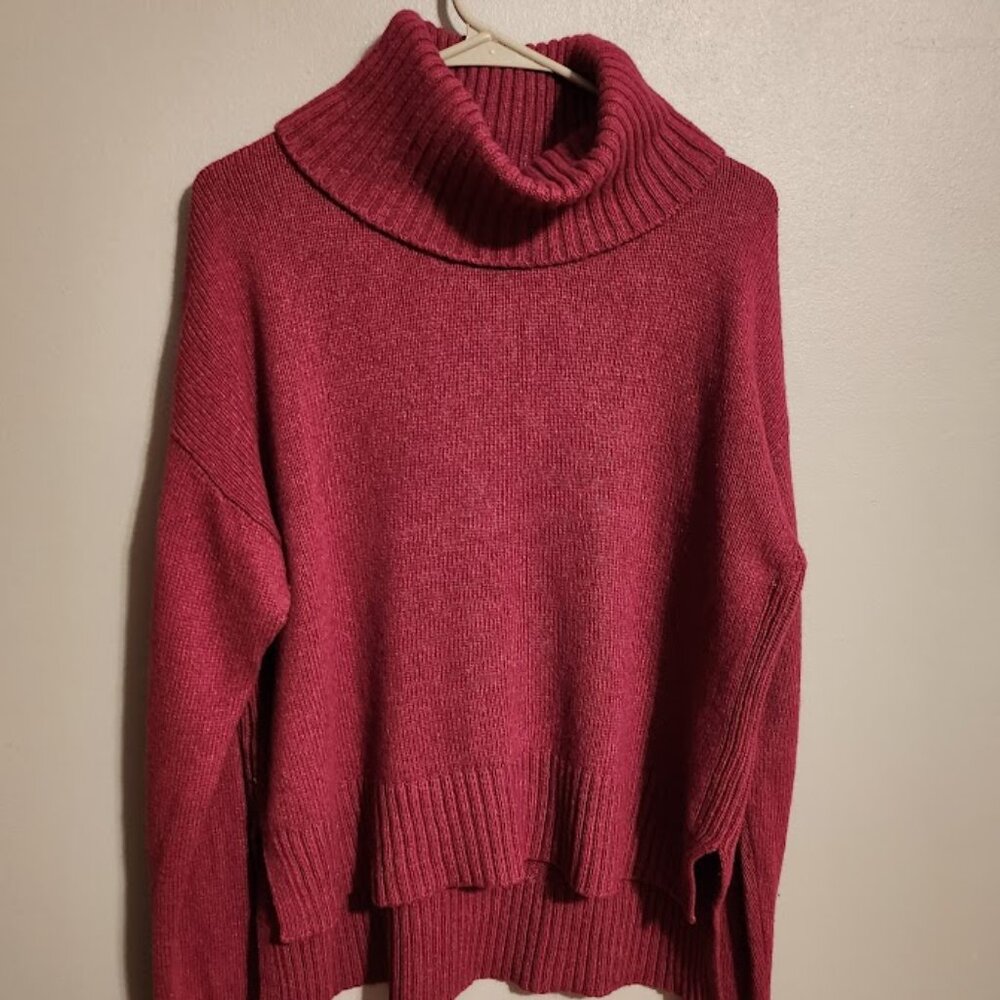 By Anthropologie Blair Turtleneck Sweater Raspberry Color Size S Wool Blend